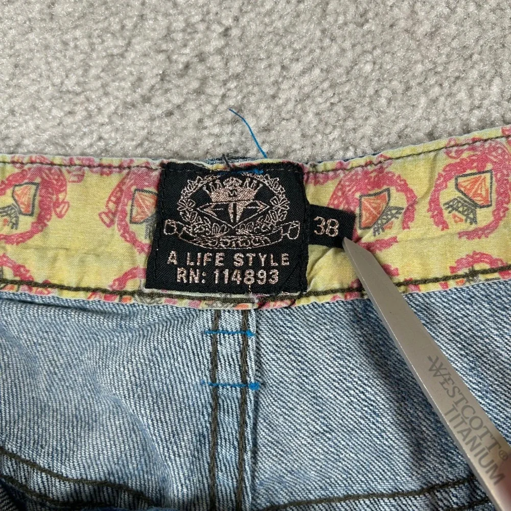 Hood Rich Jeans Men 38 Blue Denim Baggy Benjamin Franklin Embroidered Y2K Style